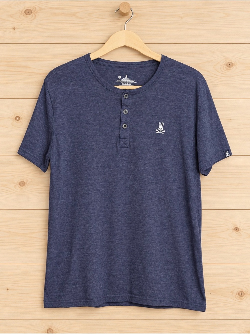 Psycho Bunny Men's Blue Henley 3 Button Short Sleeve T-Shirt Medium